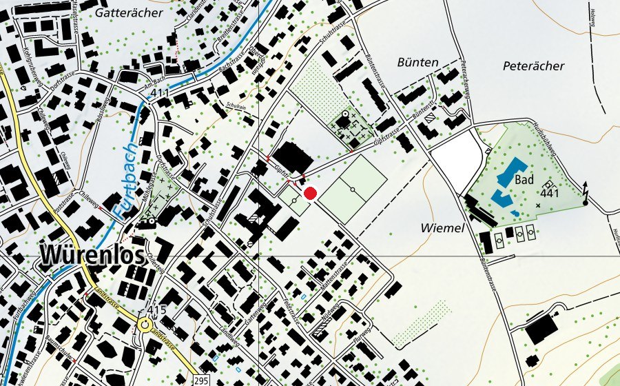Map showing the location of Würenlos (School)