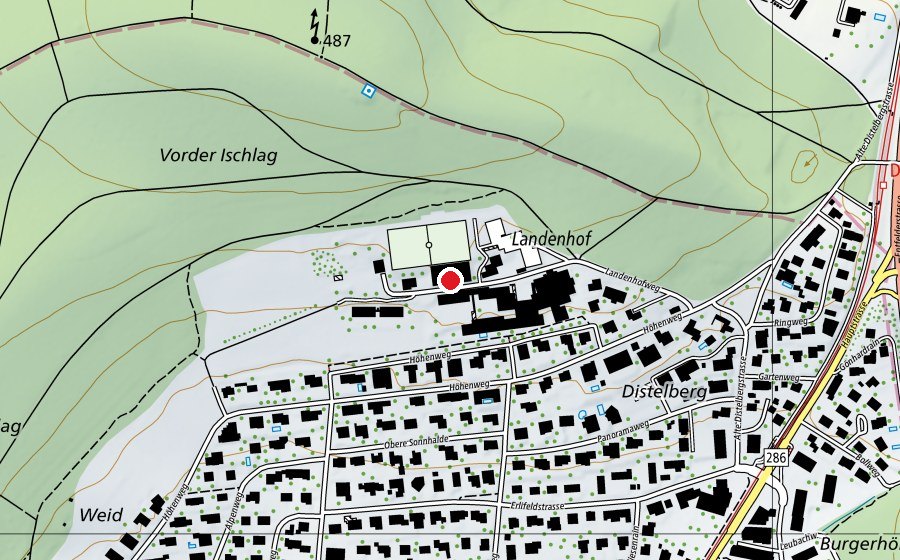 Karte mit dem Standort von Zentrum und schweizerische Schule für Schwerhörige Landenhof (Schule)