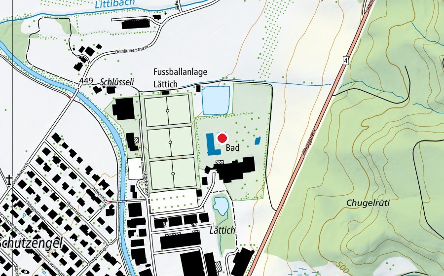Map showing the location of 25m Becken (Swimming pool)