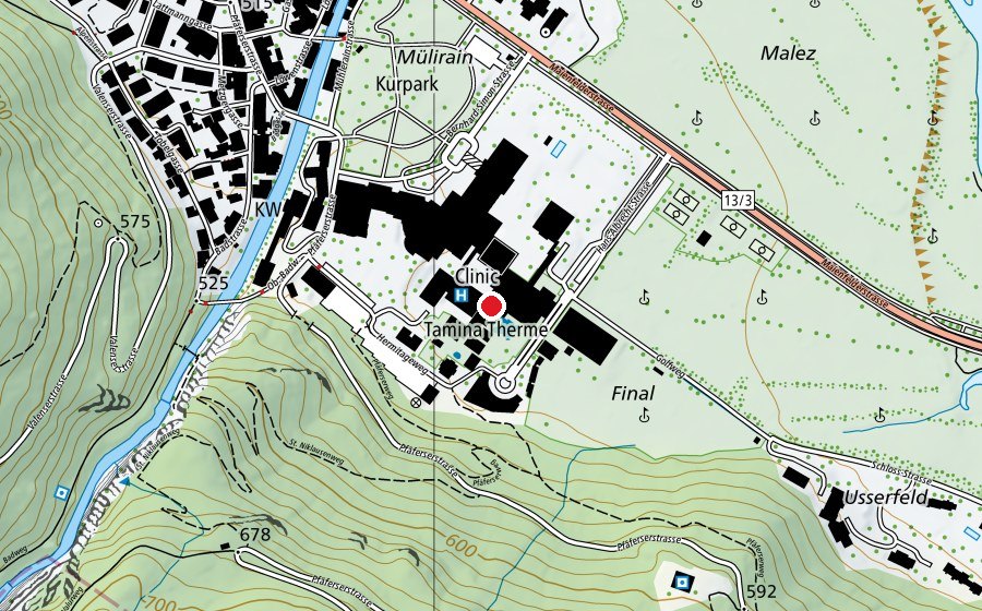 Map showing the location of 36.5° (Swimming pool)