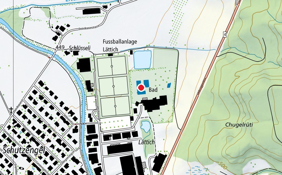 Mappa con la posizione di 50m Becken (Piscina)