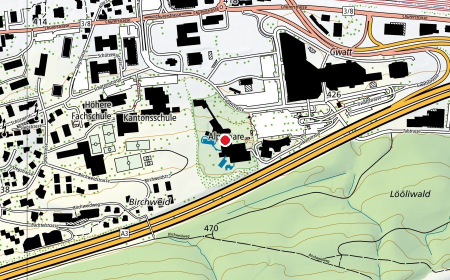 Map showing the location of Alpamare (Swimming pool)