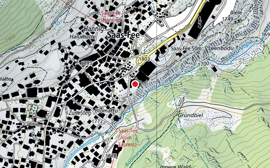 Map showing the location of Aqua Allalin (Swimming pool)