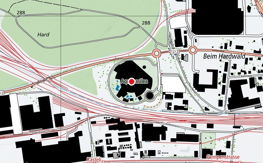 Map showing the location of Aquabasilea (Swimming pool)