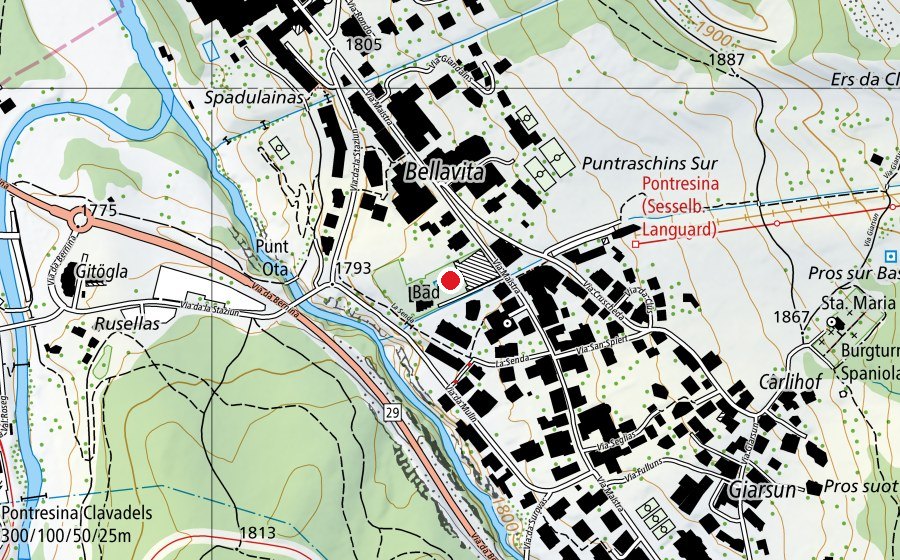 Karte mit dem Standort von Aussenbecken (Schwimmbad)