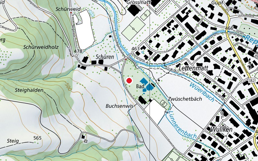 Karte mit dem Standort von Babybecken (Schwimmbad)