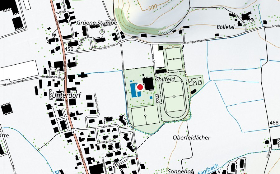 Karte mit dem Standort von Badi Reiden (Schwimmbad)
