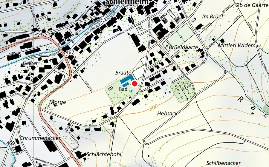 Carte indiquant l’emplacement de Badi Schleitheim (Piscine)