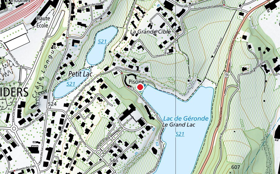 Karte mit dem Standort von Bains de Géronde (Schwimmbad)