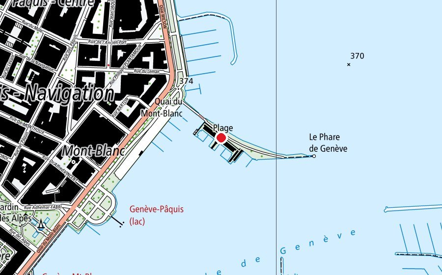 Mappa con la posizione di Bains des Pâquis (Piscina)