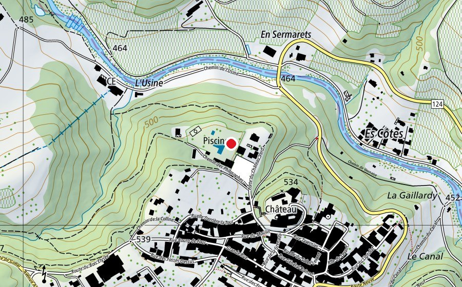 Mappa con la posizione di bassin non nageur (Piscina)