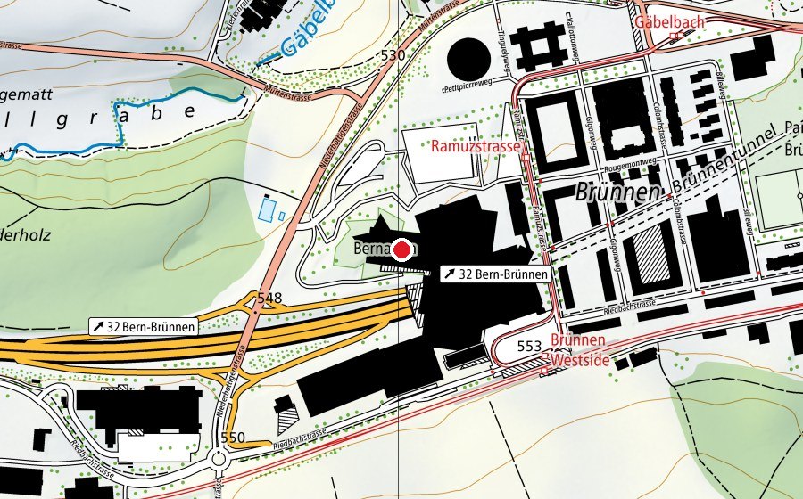 Map showing the location of Bernaqua (Swimming pool)