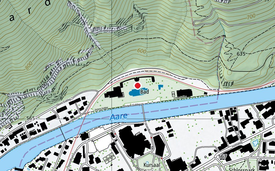 Carte indiquant l’emplacement de Bödelibad Interlaken (Piscine)