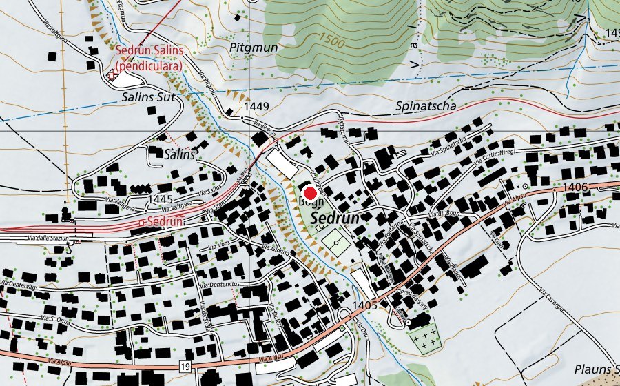 Carte indiquant l’emplacement de Bogn Sedrun (Piscine)