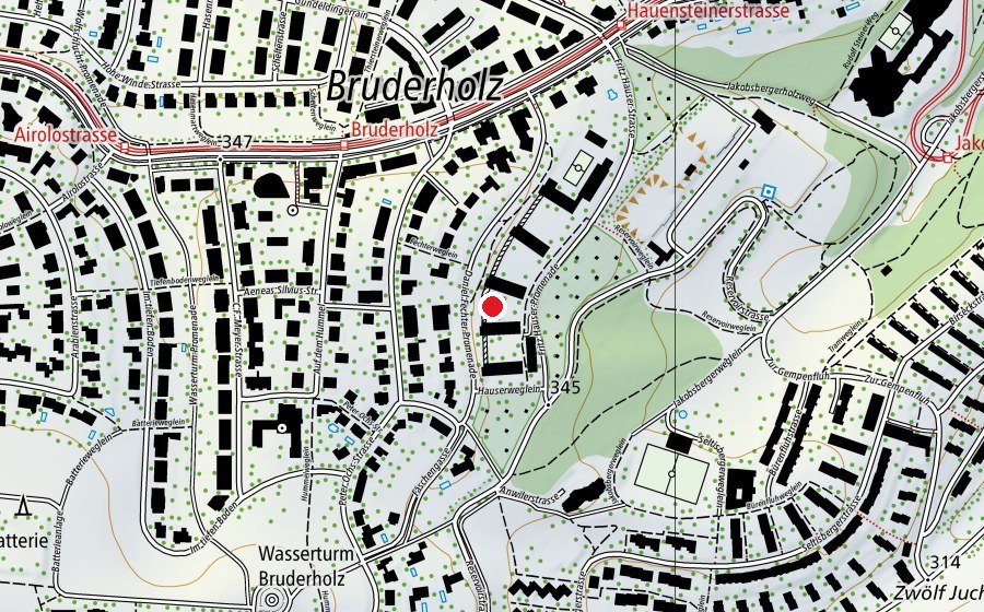 Carte indiquant l’emplacement de Brunnen im Bruderholzschulhaus (Piscine)