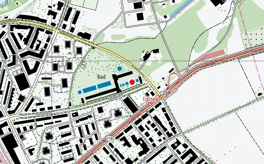 Map showing the location of Frauenbad (Swimming pool)