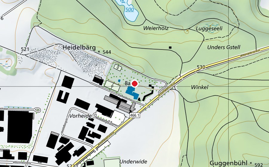 Mappa con la posizione di Freibad Aadorf (Piscina)