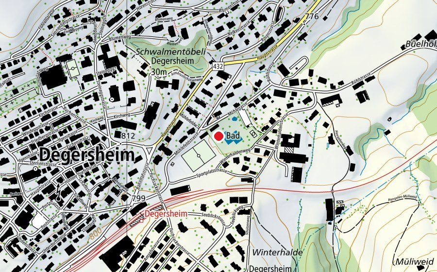 Mappa con la posizione di Freibad Degersheim (Piscina)