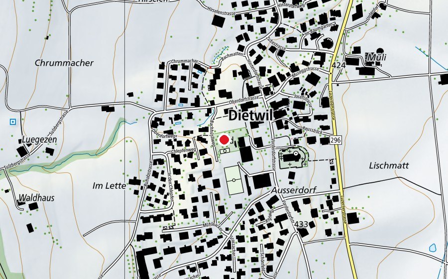 Map showing the location of Freibad Dietwil (Swimming pool)