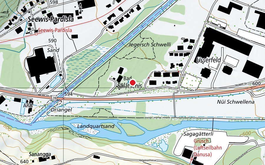 Carte indiquant l’emplacement de Freibad Hotel Grüsch (Piscine)