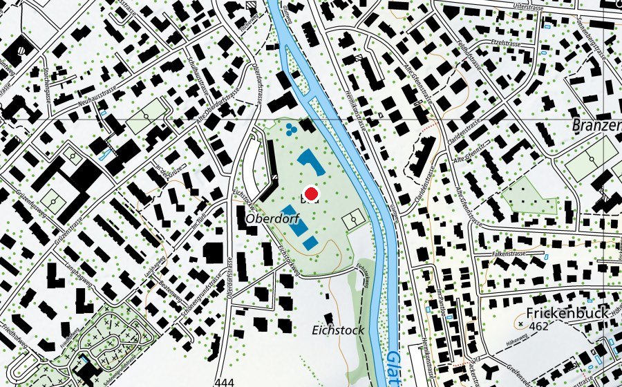 Karte mit dem Standort von Freibad Oberdorf (Schwimmbad)