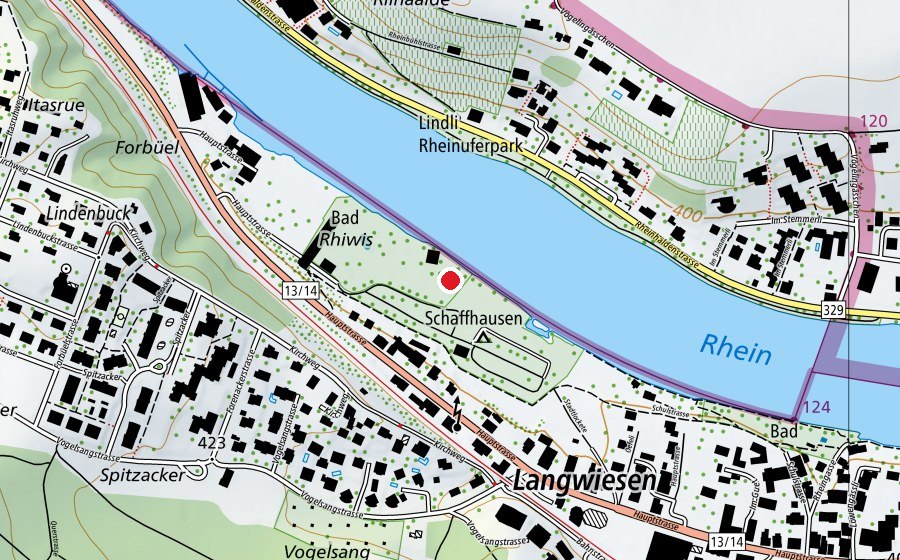 Map showing the location of Freizeitanlage Rheinwiese (Swimming pool)
