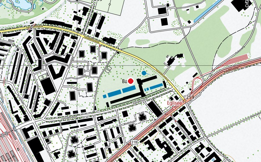 Mappa con la posizione di Gartenbad Eglisee (Piscina)