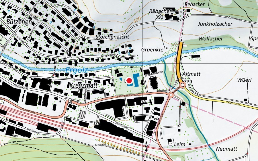 Map showing the location of Gartenbad Sissach (Swimming pool)