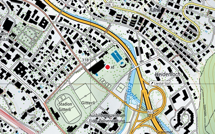 Mappa con la posizione di Hallen- und Freibad Gitterli (Piscina)