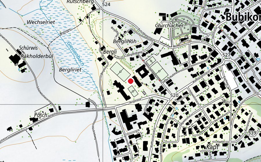 Carte indiquant l’emplacement de Hallenbad Bergli (Piscine)