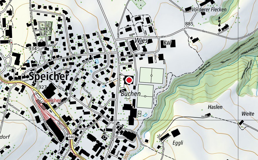 Mappa con la posizione di Hallenbad Buchen (Piscina)