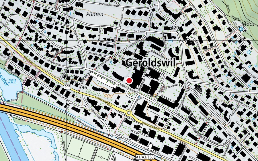 Map showing the location of Hallenbad Geroldswil (Swimming pool)