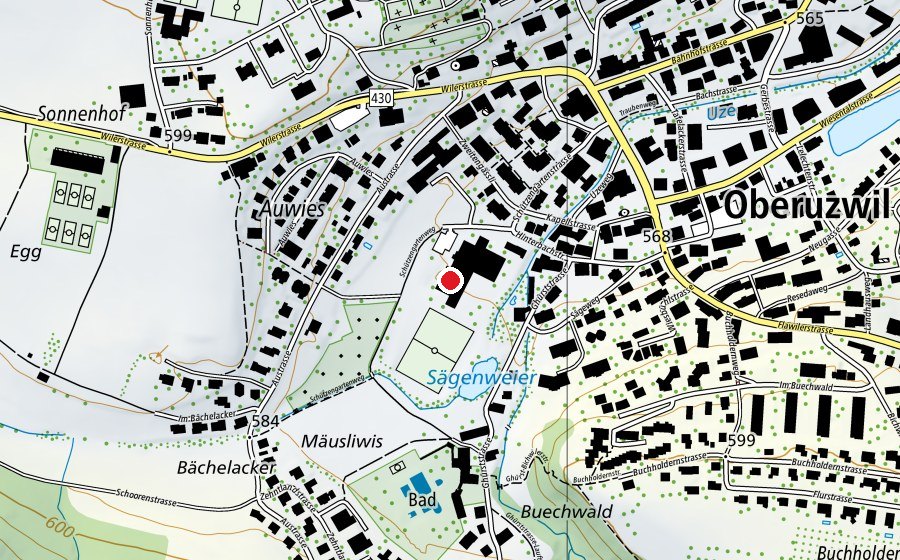 Map showing the location of Hallenbad Oberuzwil (Swimming pool)