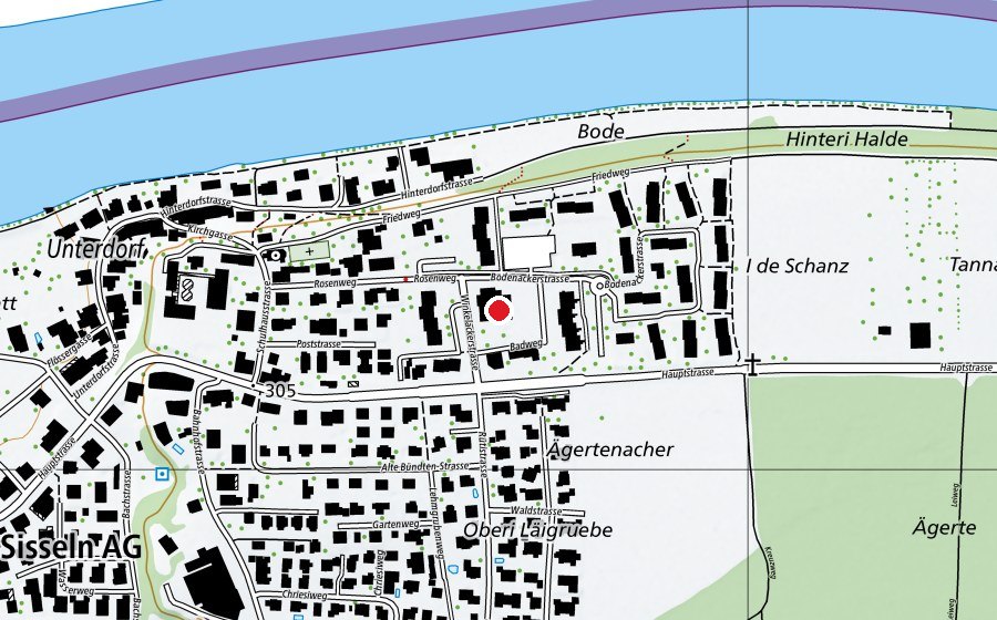 Map showing the location of Hallenbad Sissila (Swimming pool)