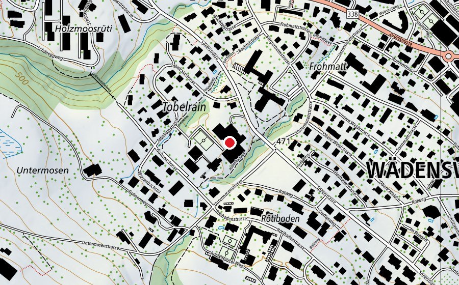 Mappa con la posizione di Hallenbad Untermoosen (Piscina)