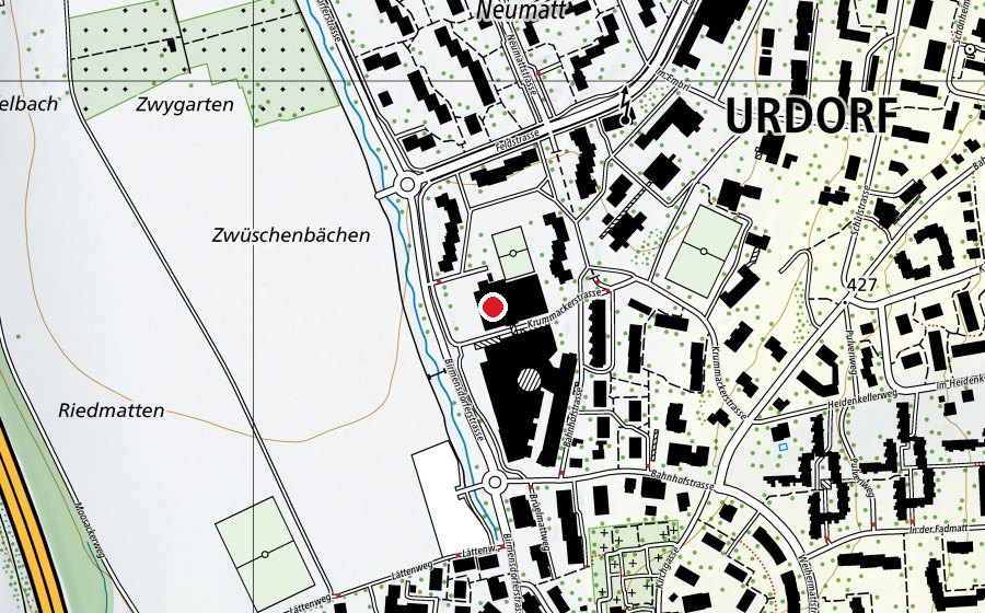 Mappa con la posizione di Hallenbad Urdorf (Piscina)