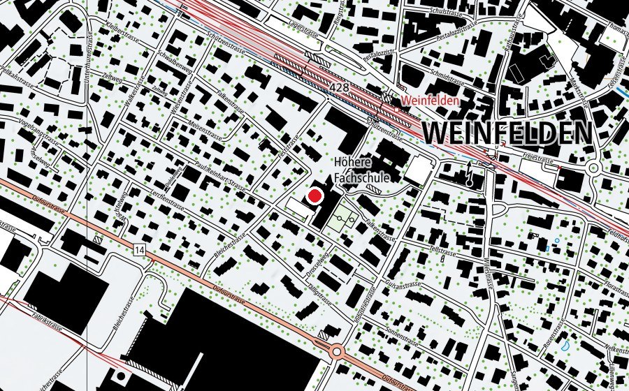 Mappa con la posizione di Hallenbad Weinfelden (Piscina)
