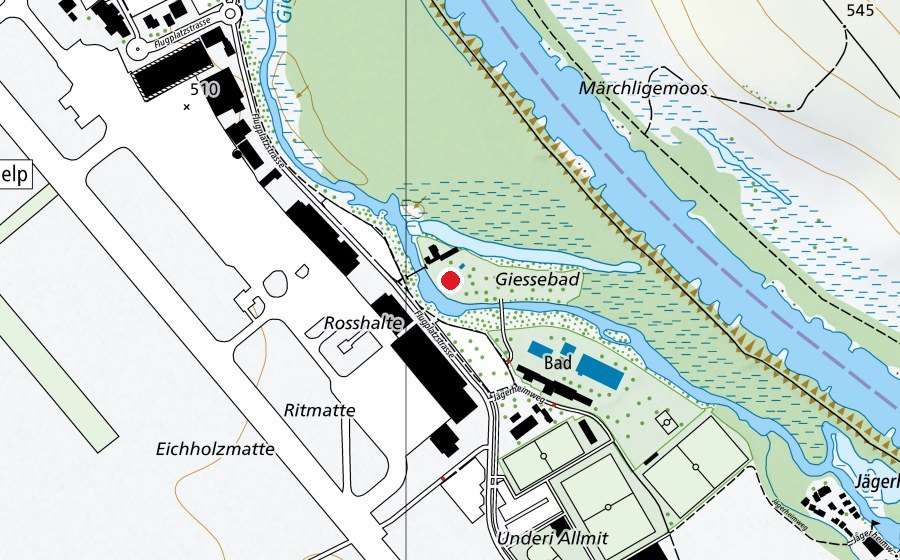 Map showing the location of Kinderbecken (Swimming pool)