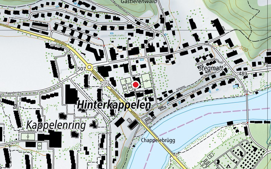 Carte indiquant l’emplacement de Lehrschwimmbecken Hinterkappelen (Piscine)