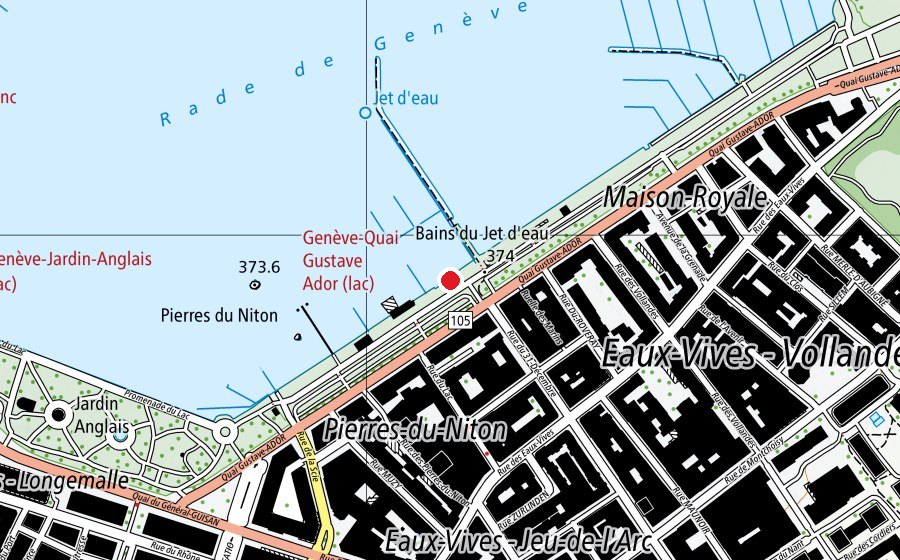 Carte indiquant l’emplacement de Les Bains du Jet d’eau (Piscine)
