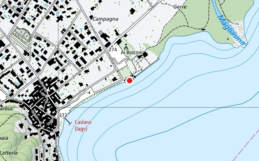 Karte mit dem Standort von Lido di Caslano (Schwimmbad)