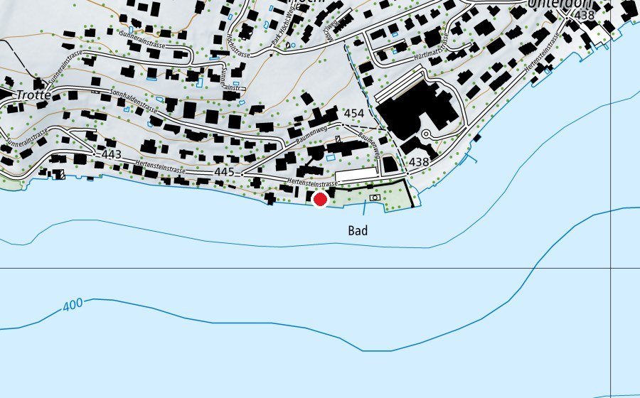 Map showing the location of Lido-Hallenbad (Swimming pool)