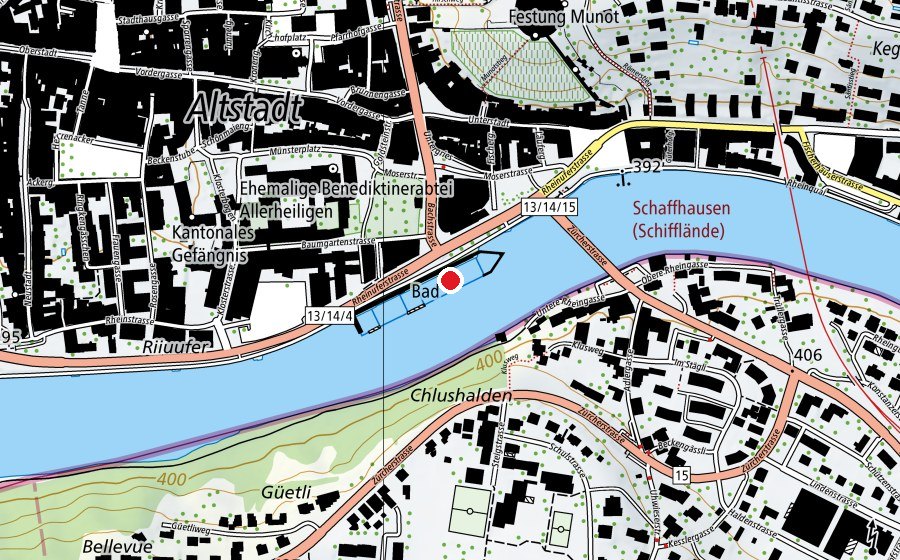 Karte mit dem Standort von Mannenhägli (Schwimmbad)