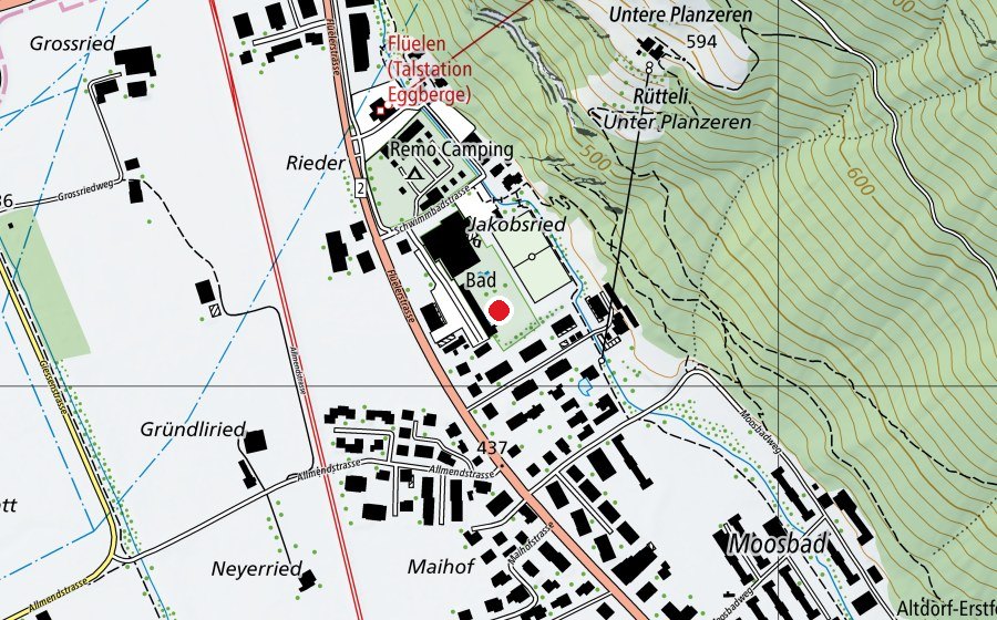 Carte indiquant l’emplacement de Moosbad - Aussenbad (Piscine)