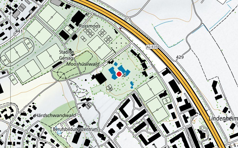 Carte indiquant l’emplacement de Mooshüsli (Piscine)