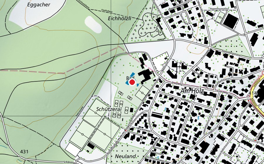 Map showing the location of Nichtschwimmer (Swimming pool)