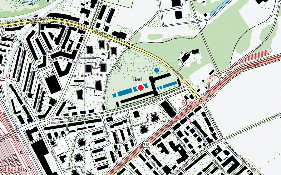 Map showing the location of Nichtschwimmerbecken (Swimming pool)