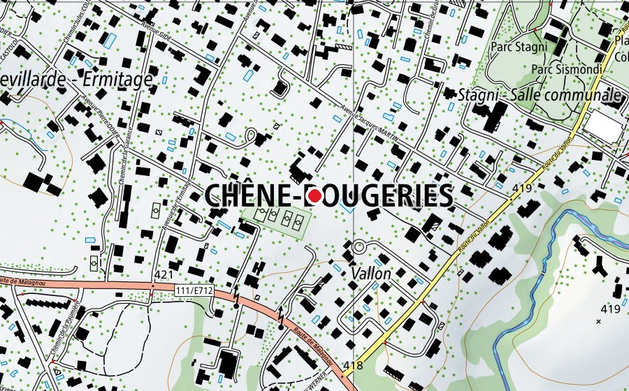 Map showing the location of Pataugeoire MSC Country Club (Swimming pool)