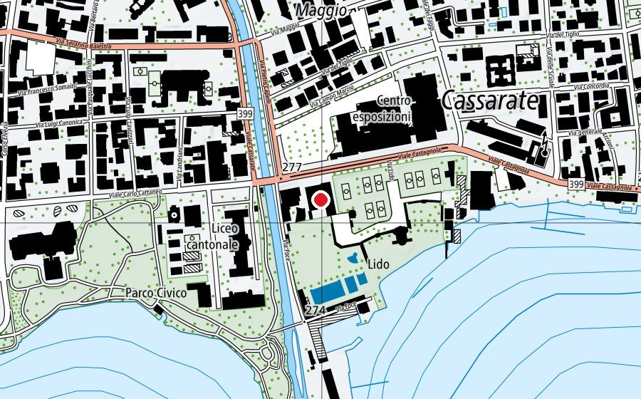 Map showing the location of Piscina comunale Lugano (Swimming pool)