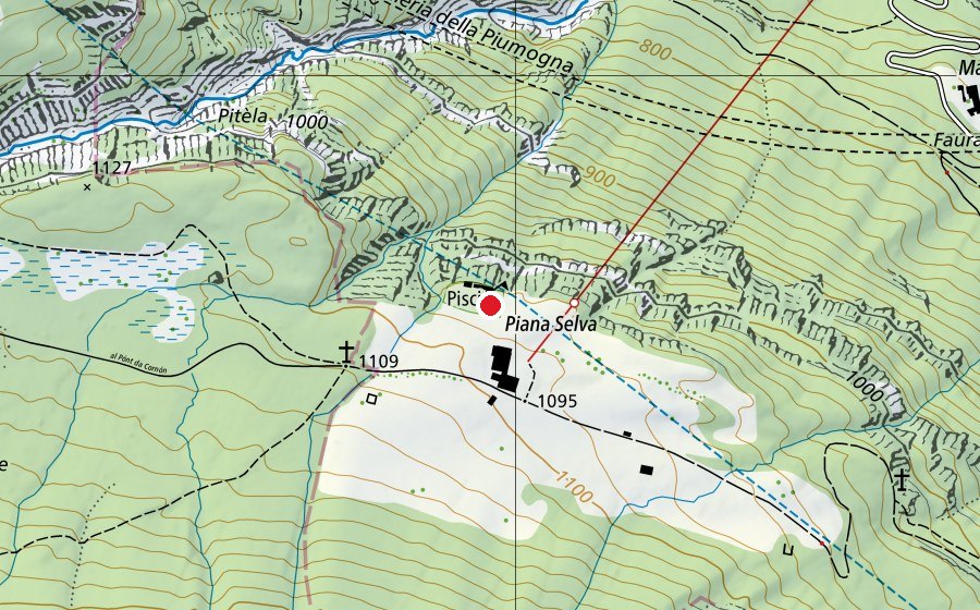 Carte indiquant l’emplacement de Piscina Pianselva (Piscine)